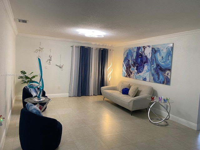 7322 SW 134th Pl, Miami, FL 33183 - living room featuring ornamental molding and a textured ceiling