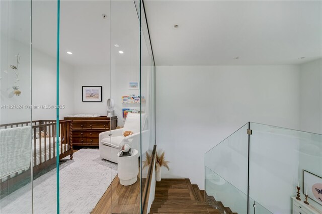 888 S Douglas Rd Unit 115, Coral Gables, FL 33134 - stairway with wood finished floors and recessed lighting