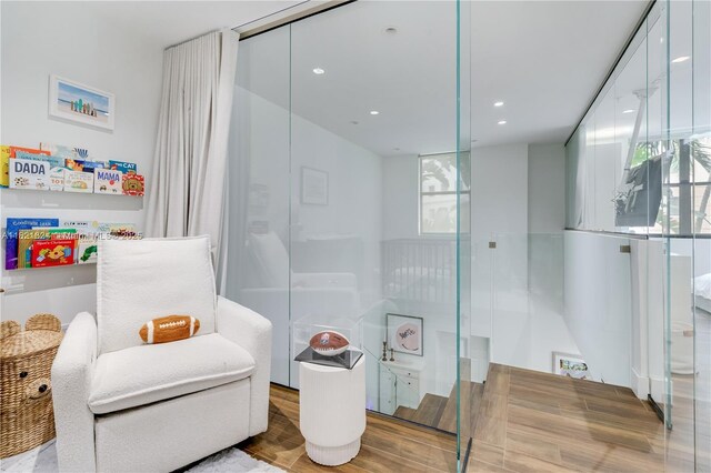 888 S Douglas Rd Unit 115, Coral Gables, FL 33134 - bathroom with wood finished floors and recessed lighting