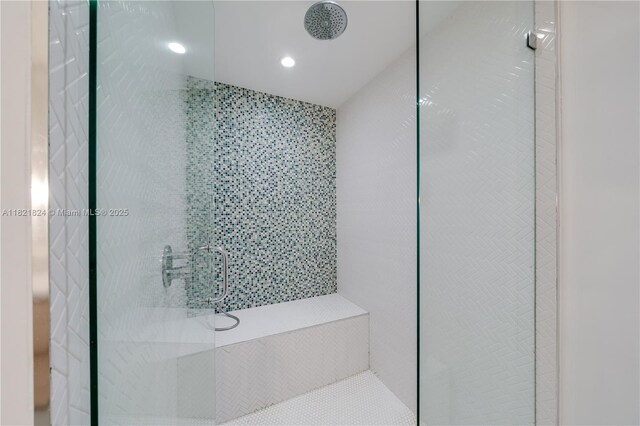 888 S Douglas Rd Unit 115, Coral Gables, FL 33134 - bathroom featuring a shower stall and recessed lighting