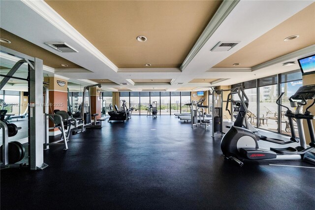 888 S Douglas Rd Unit 115, Coral Gables, FL 33134 - workout area featuring healthy amount of natural light and recessed lighting