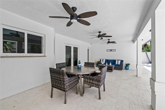 14288 SW 21st Ter, Miami, FL 33175 - view of patio / terrace with french doors, ceiling fan, an outdoor living space, and outdoor dining area
