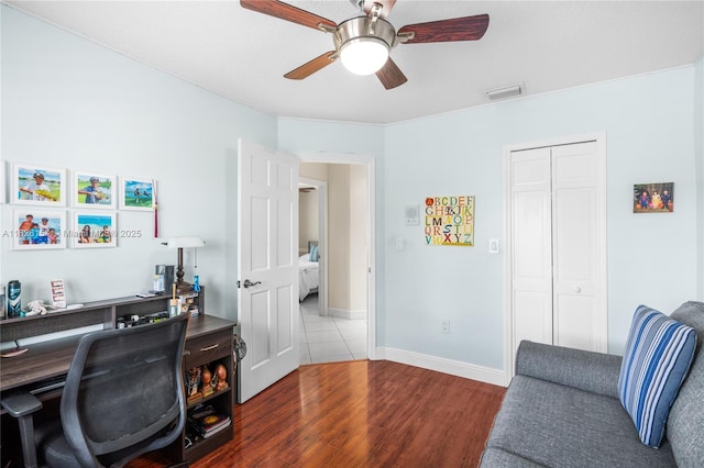 14288 SW 21st Ter, Miami, FL 33175 - office with a ceiling fan and wood finished floors