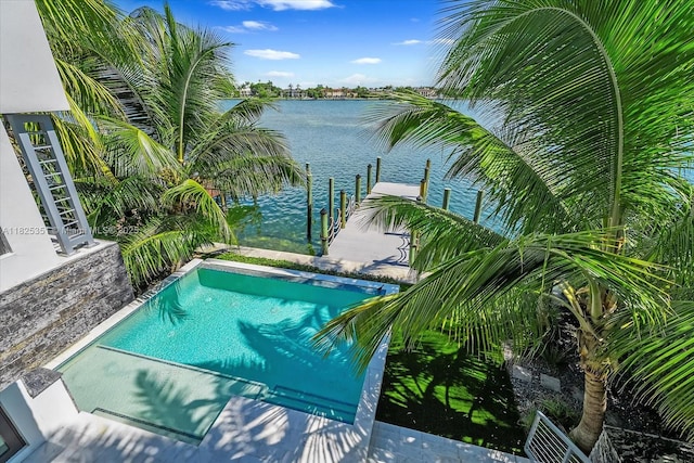 1311 Stillwater Dr, Miami Beach, FL 33141 - outdoor pool featuring a water view and a boat dock