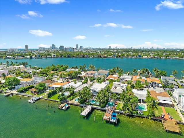 1311 Stillwater Dr, Miami Beach, FL 33141 - bird's eye view of a nearby body of water and skyline