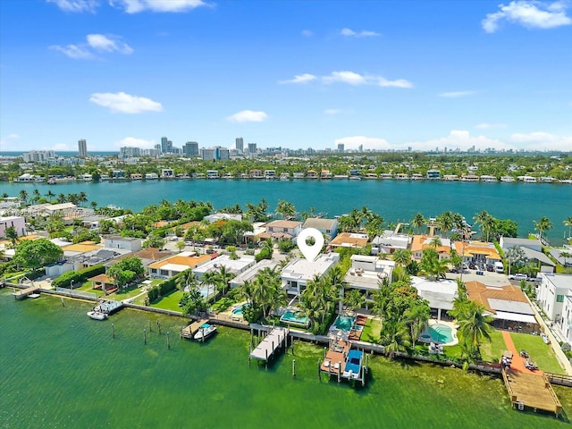 1311 Stillwater Dr, Miami Beach, FL 33141 - drone / aerial view of a nearby body of water and city skyline