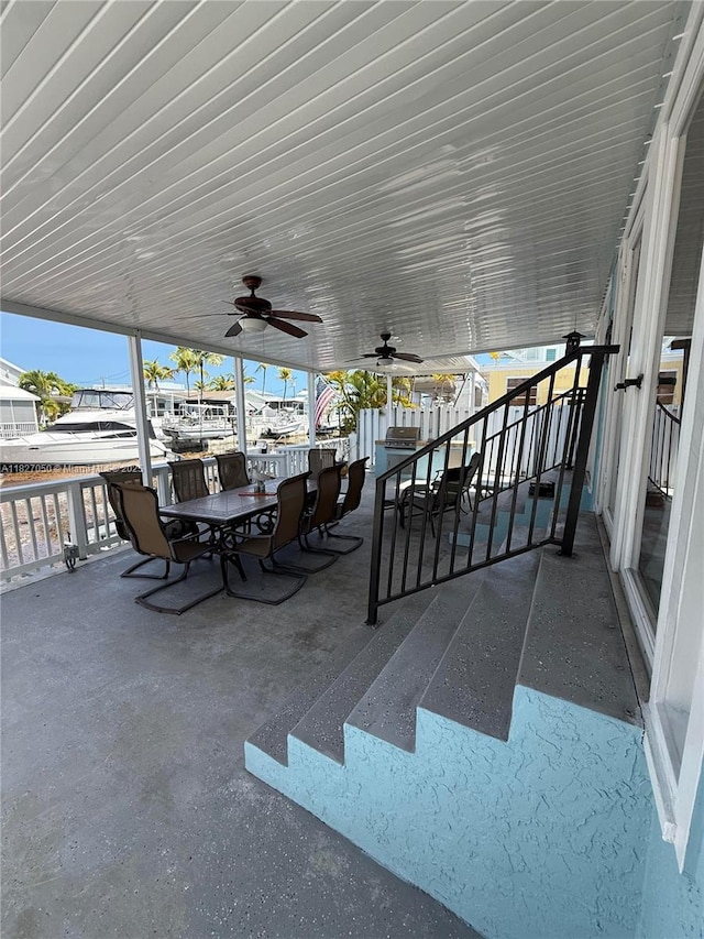 211 Banyan Ln, Tavernier, FL 33070 - view of patio / terrace featuring outdoor dining area and a ceiling fan
