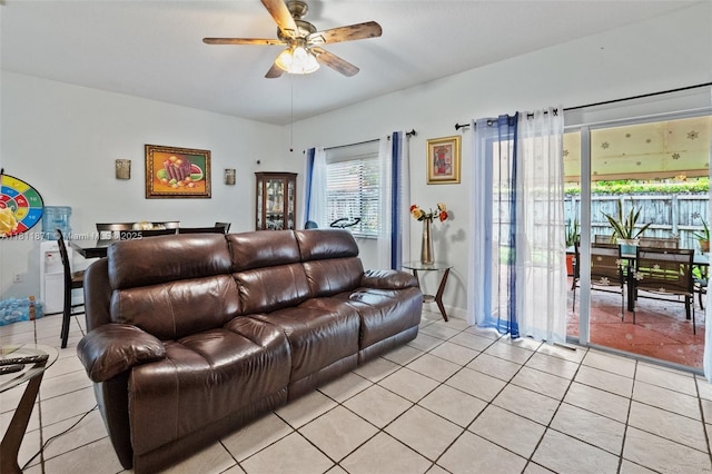13011 SW 143rd Ter, Miami, FL 33186 - living room with light tile patterned flooring and ceiling fan