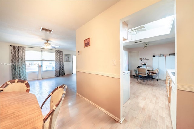 5103 NW 54th Ct, Tamarac, FL 33319 - dining area featuring a ceiling fan, an office area, and light wood finished floors