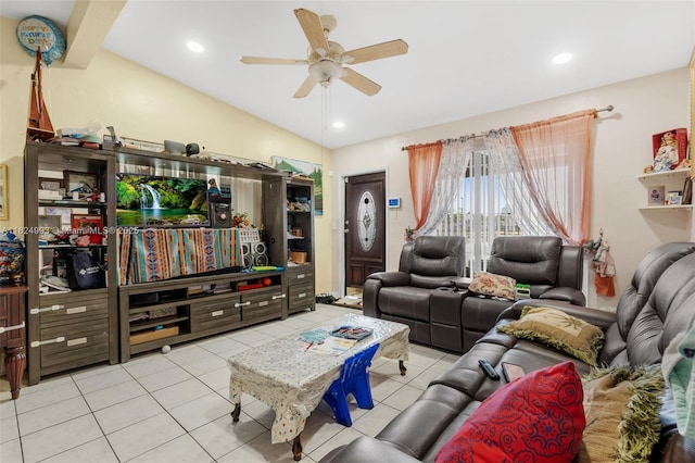 1616 SW 9th St, Fort Lauderdale, FL 33312 - tiled living room with ceiling fan and recessed lighting