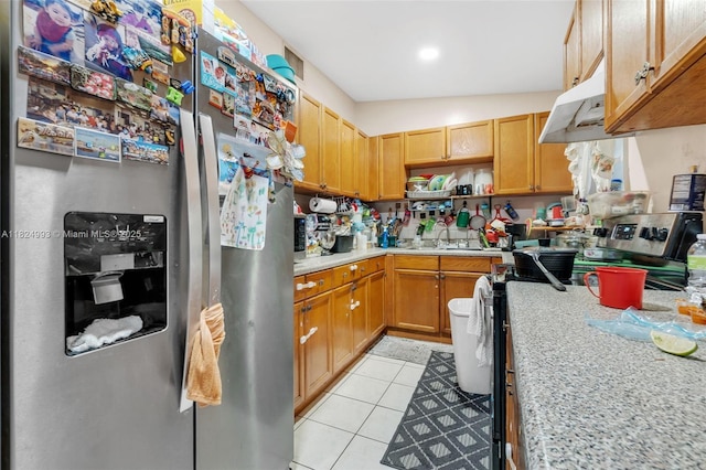 1616 SW 9th St, Fort Lauderdale, FL 33312 - kitchen featuring stainless steel appliances, under cabinet range hood, light tile patterned floors, and open shelves