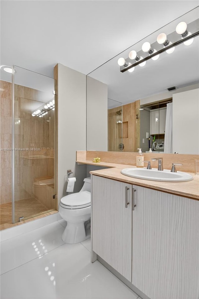 7000 Island Blvd Unit 1408, Aventura, FL 33160 - full bath featuring vanity, a shower stall, and tile patterned flooring