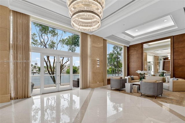 7000 Island Blvd Unit 1408, Aventura, FL 33160 - community lobby featuring ornamental molding and a high ceiling