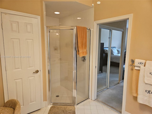 21300 Waycross Dr, Boca Raton, FL 33428 - ensuite bathroom with a shower stall and tile patterned floors