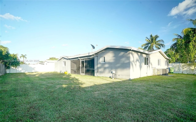 7985 NW 1st St, Margate, FL 33063 - back of house featuring a fenced backyard, stucco siding, and a sunroom