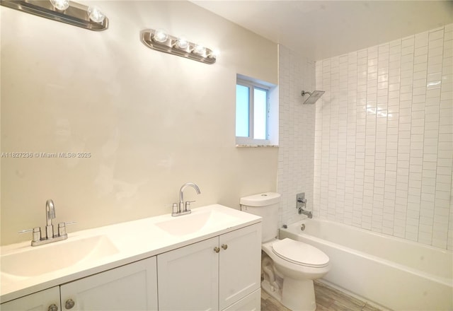 7985 NW 1st St, Margate, FL 33063 - full bathroom with shower / washtub combination, double vanity, and wood finished floors