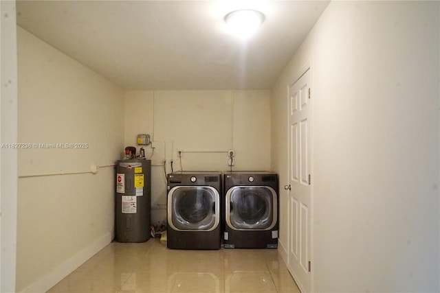 7985 NW 1st St, Margate, FL 33063 - washroom with water heater, washing machine and dryer, and tile patterned flooring