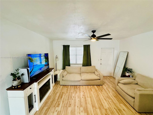 305 SW 24th Ave, Fort Lauderdale, FL 33312 - living room featuring light wood finished floors and a ceiling fan