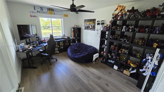 1425 Crossbill Ct, Weston, FL 33327 - office featuring ceiling fan and wood finished floors