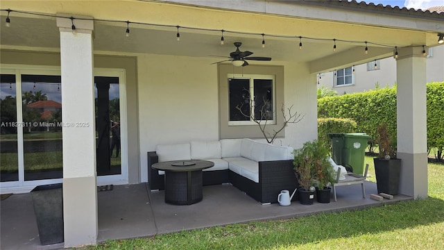 1425 Crossbill Ct, Weston, FL 33327 - view of patio / terrace featuring a ceiling fan and an outdoor living space
