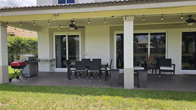 1425 Crossbill Ct, Weston, FL 33327 - view of patio with a ceiling fan and a grill