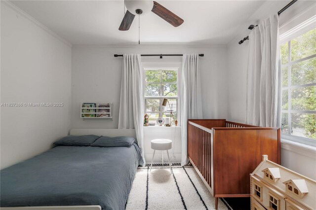 1210 Genoa St, Coral Gables, FL 33134 - bedroom featuring ceiling fan and crown molding