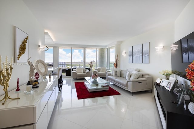 16400 Collins Ave Unit 1845, Sunny Isles Beach, FL 33160 - living room featuring plenty of natural light, light tile patterned floors, and a wall of windows