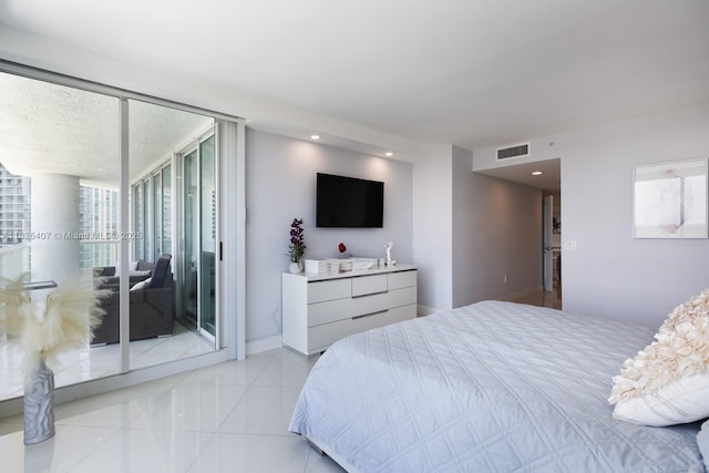 16400 Collins Ave Unit 1845, Sunny Isles Beach, FL 33160 - bedroom with access to outside, recessed lighting, and light tile patterned floors