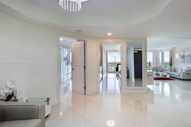 16400 Collins Ave Unit 1845, Sunny Isles Beach, FL 33160 - corridor with plenty of natural light, light tile patterned flooring, and recessed lighting