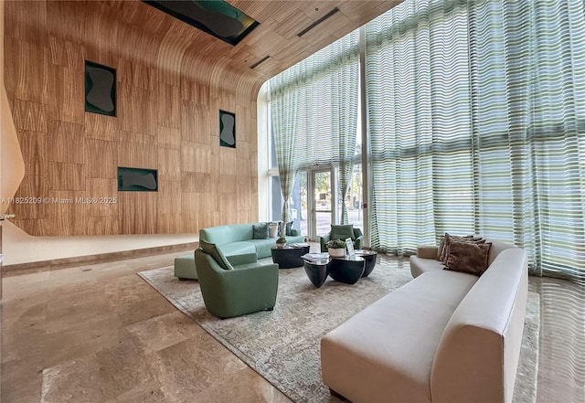 50 Biscayne Blvd Unit 3002, Miami, FL 33132 - building lobby featuring a towering ceiling and wood ceiling