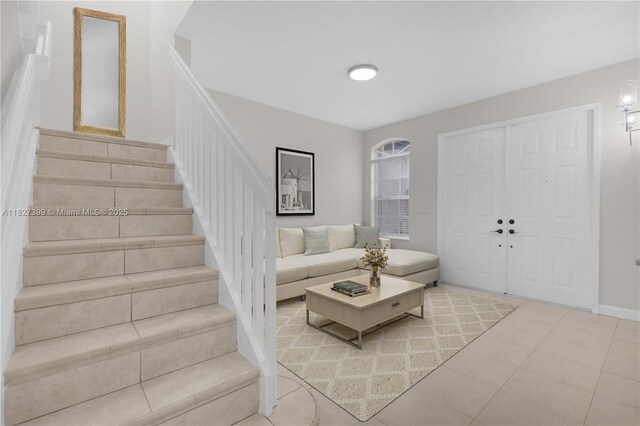8122 SW 119th Ct Unit 8122, Miami, FL 33183 - living area featuring stairway and tile patterned flooring