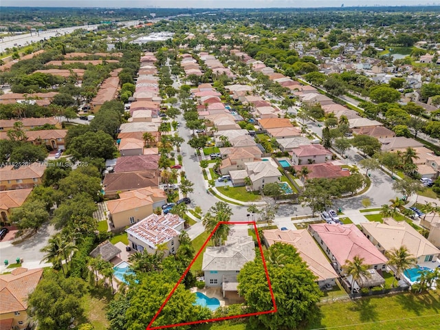 315 W Cypress Cove Cir, Davie, FL 33325 - aerial perspective of suburban area with property boundaries highlighted