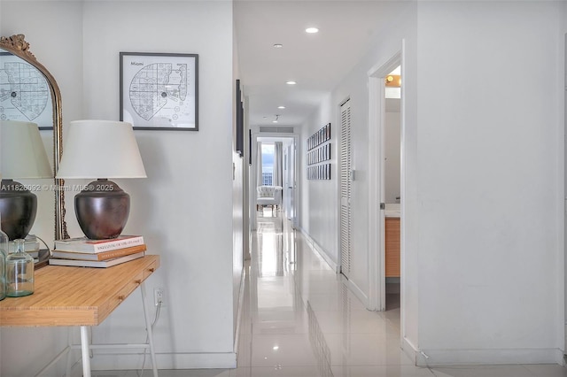 600 NE 27th St Unit 1105, Miami, FL 33137 - hall with recessed lighting and tile patterned floors
