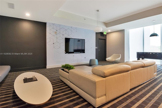 600 NE 27th St Unit 1105, Miami, FL 33137 - living room with carpet floors and recessed lighting