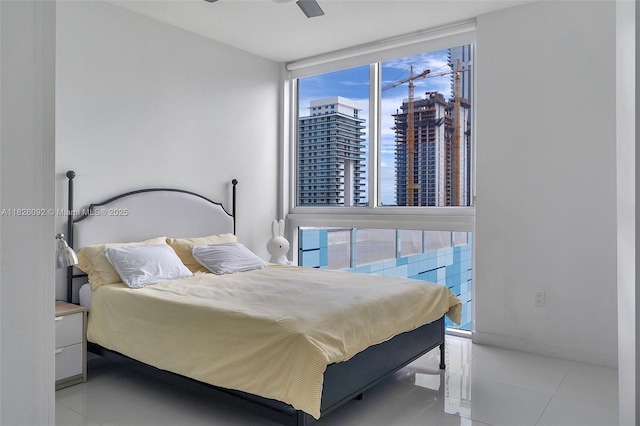 600 NE 27th St Unit 1105, Miami, FL 33137 - bedroom featuring tile patterned floors and ceiling fan