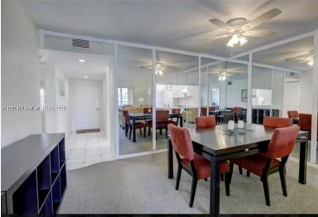 901 SW 128th Ter Unit 205A, Pembroke Pines, FL 33027 - carpeted dining space with ceiling fan