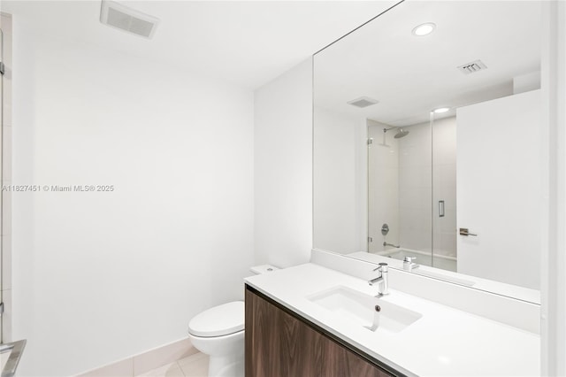 3131 NE 7th Ave Unit 2705, Miami, FL 33137 - full bath featuring vanity, an enclosed shower, tile patterned floors, and recessed lighting