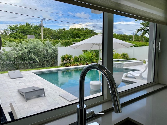 1321 Garfield St, Hollywood, FL 33019 - view of pool with a pool with connected hot tub