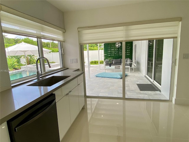 1321 Garfield St, Hollywood, FL 33019 - kitchen featuring dishwasher, white cabinetry, and modern cabinets