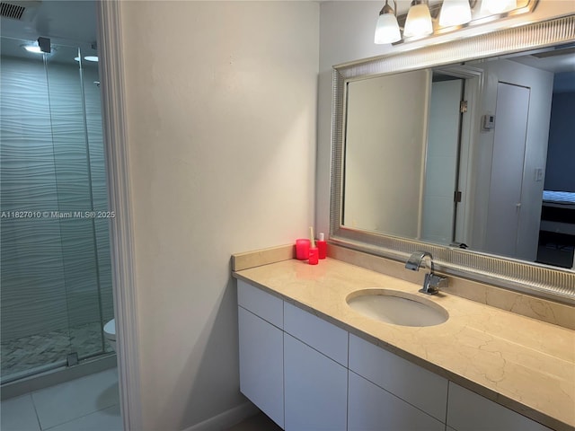 300 Bayview Dr Unit 1009, Sunny Isles Beach, FL 33160 - bathroom featuring vanity and a stall shower