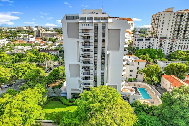 view of building exterior with a view of city