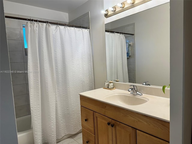 2326 SW 82nd Ter, North Lauderdale, FL 33068 - bathroom with vanity, shower / bath combo with shower curtain, and tile patterned flooring