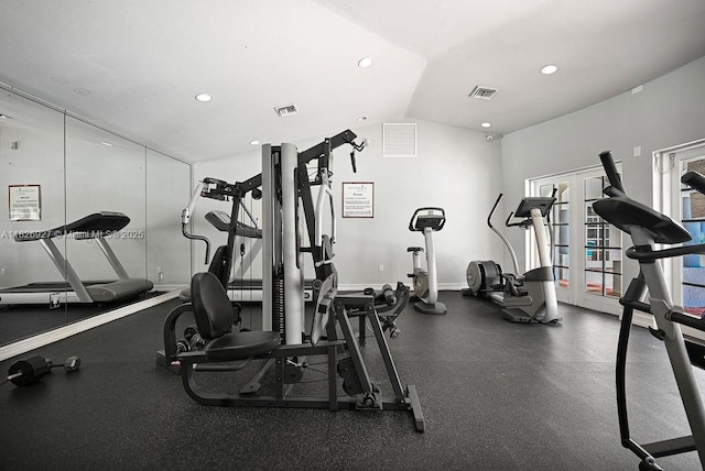 8365 SW 152nd Ave Unit C-201, Miami, FL 33193 - workout area featuring lofted ceiling and recessed lighting