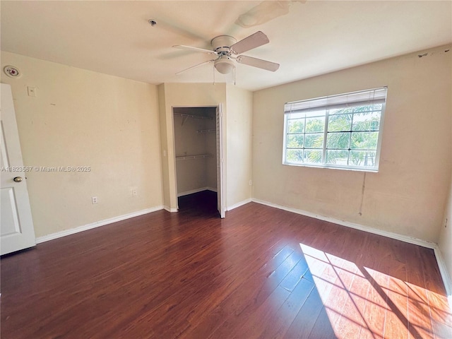 11185 SW 6th St Unit 303, Pembroke Pines, FL 33025 - unfurnished bedroom with dark wood finished floors, a closet, and a ceiling fan