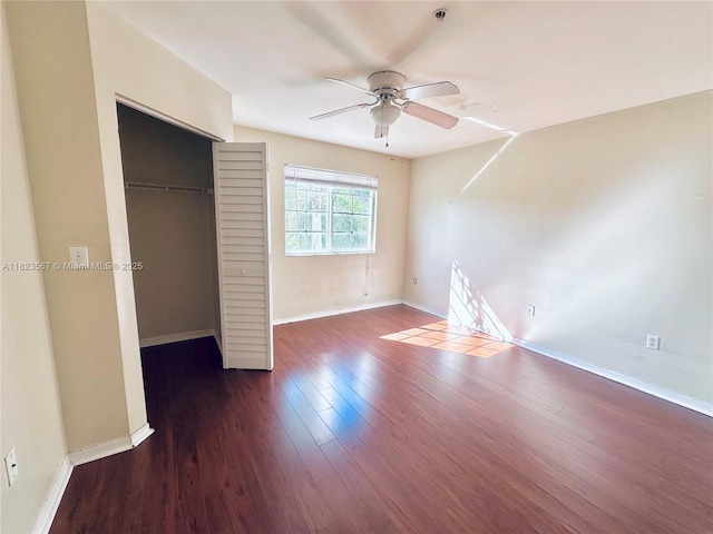 11185 SW 6th St Unit 303, Pembroke Pines, FL 33025 - unfurnished bedroom featuring dark wood-style floors, a closet, and ceiling fan