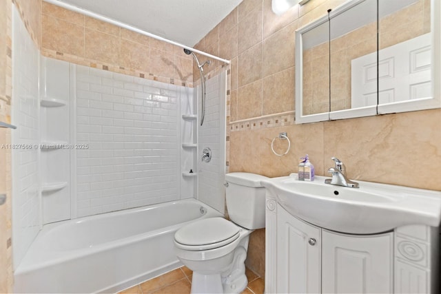 20155 E Oakmont Cir, Hialeah, FL 33015 - full bathroom with vanity, washtub / shower combination, tile patterned floors, and tile walls