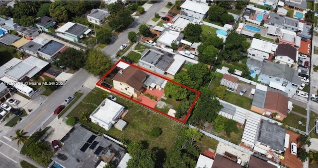 971 E 18th St, Hialeah, FL 33013 - aerial perspective of suburban area featuring property boundaries highlighted