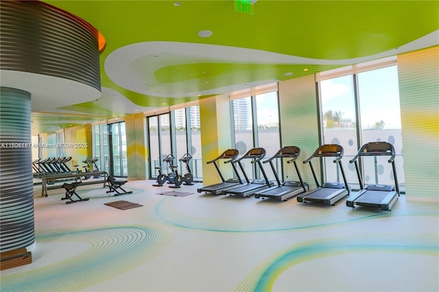 501 NE 31st St Unit 2005, Miami, FL 33137 - gym featuring floor to ceiling windows