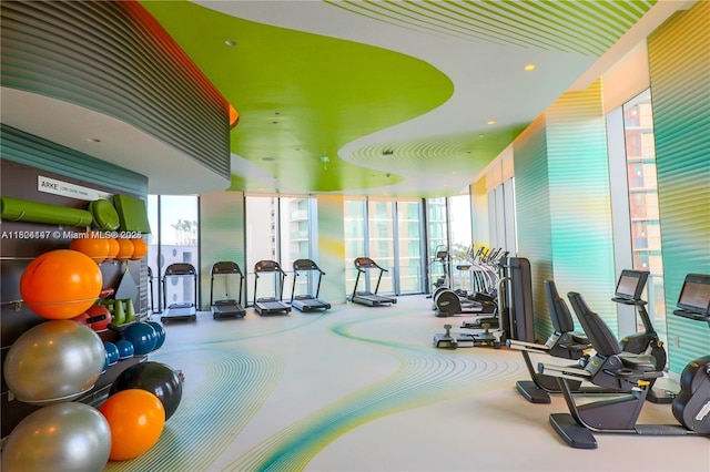 501 NE 31st St Unit 2005, Miami, FL 33137 - exercise room featuring plenty of natural light and recessed lighting