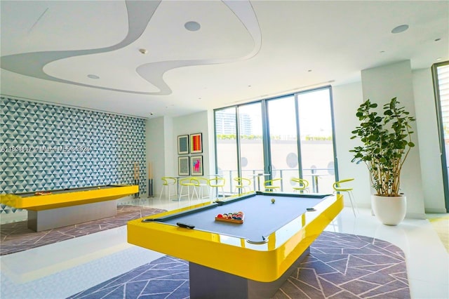 501 NE 31st St Unit 2005, Miami, FL 33137 - rec room featuring billiards, healthy amount of natural light, recessed lighting, and expansive windows